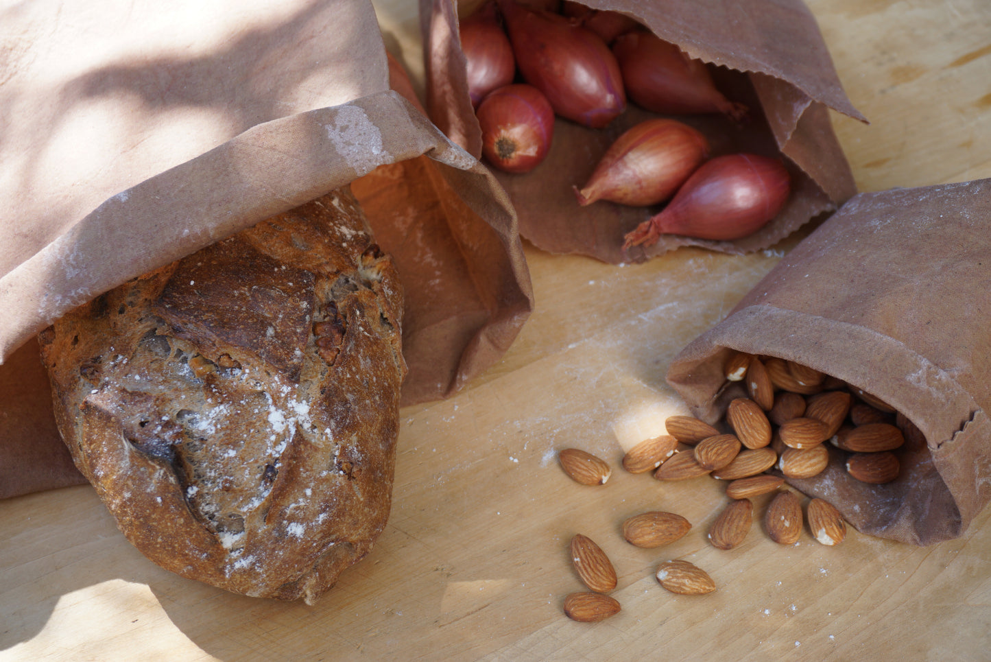 Beeswax wrap Bread bag made by naturally dyed cotton and organic beeswax in BROWN