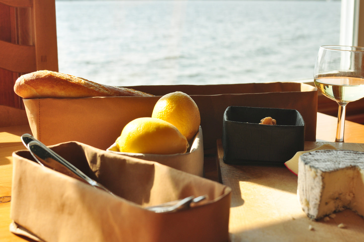 Custom sized bread basket for dining in style, Minimalist kitchen and bathroom storage made by washable kraft paper