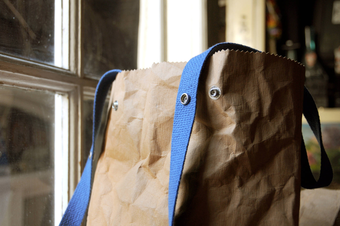 Two ways bag; Backpack and Tote back made from washable & reusable brown kraft paper