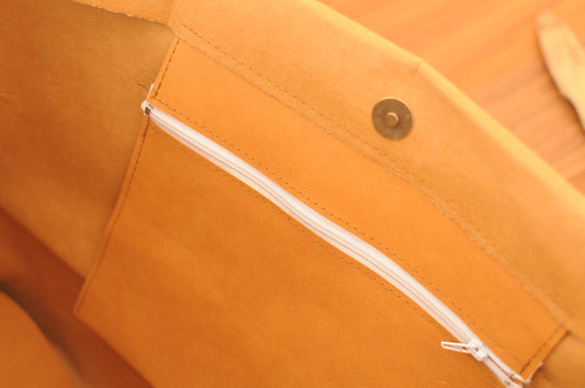 Horizontal Long Tote bag made from washable & reusable brown kraft paper