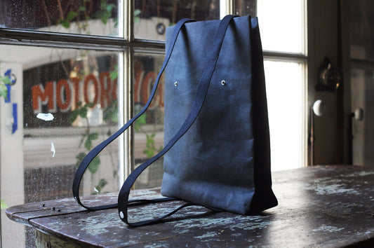 Black Two ways bag; Backpack and Tote back made from washable & reusable brown kraft paper