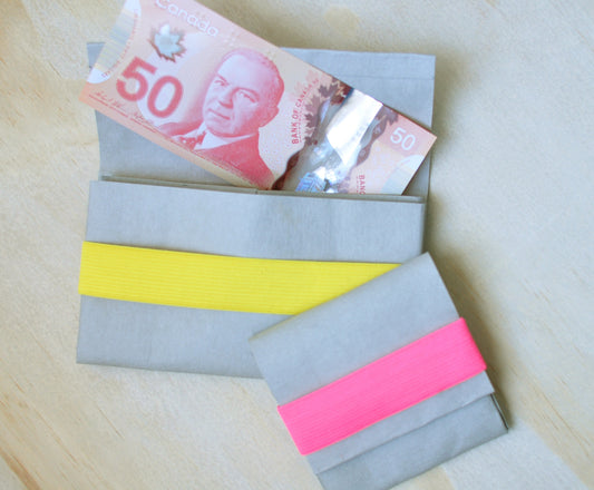 Wallet, Coin purse made from washable and reusable paper with colourful elastic closure. Vegan Leather bags for cosmetic case, and key purse