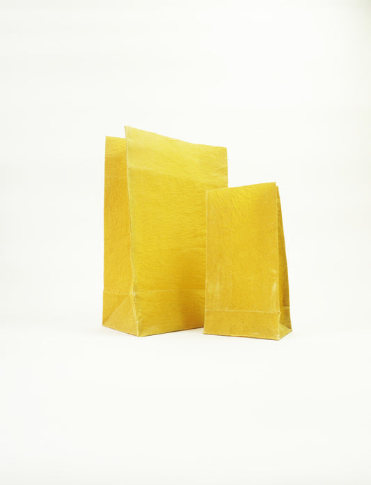 YELLOW Beeswax wrap lunch bag made by naturally dyed cotton and organic beeswax