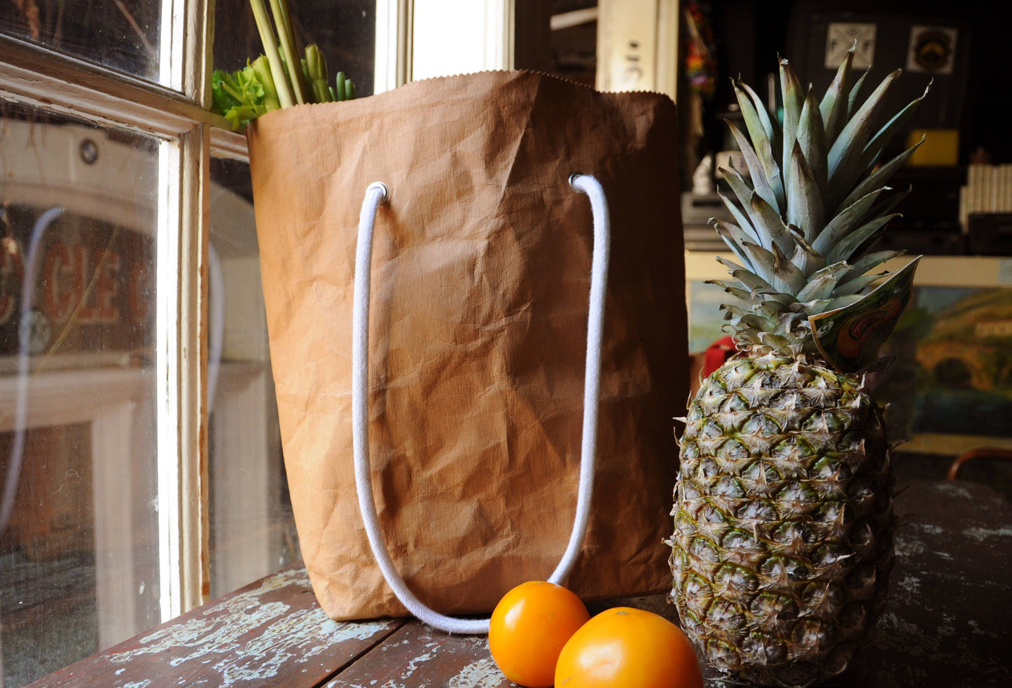 Tote bag made from washable & reusable brown kraft paper