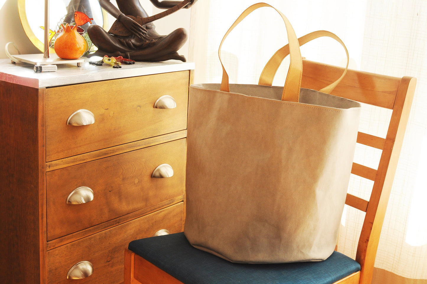 Large Basket made from washable and reusable paper in Grey