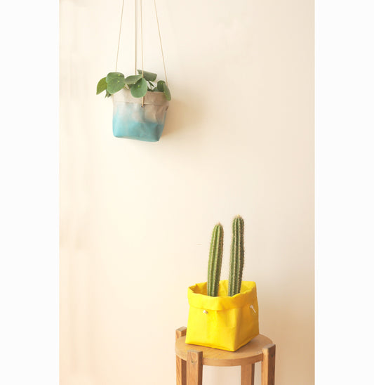 Summer planter, hanging paper planter made from washable paper